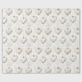 Cream Christmas Heart Ornaments Cadeaupapier (Vlak)