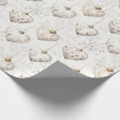 Cream Christmas Heart Ornaments Cadeaupapier (Hoek)