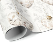 Cream Christmas Heart Ornaments Cadeaupapier (Rol Hoek)