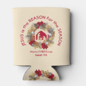 Cream Christmas JESUS IS DE REDEN Koelbox Blikjeskoeler (Achterkant)