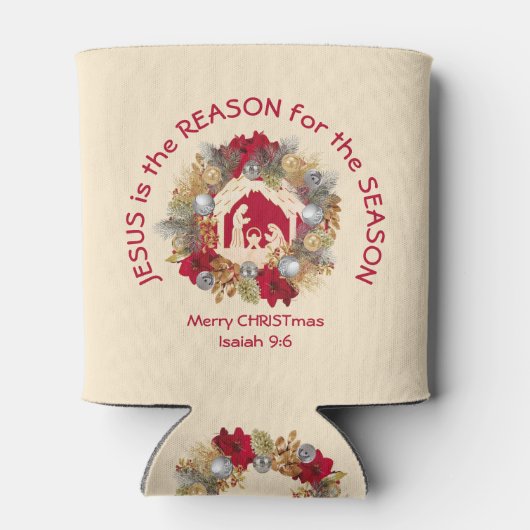 Cream Christmas JESUS IS DE REDEN Koelbox Blikjeskoeler (Achterkant)