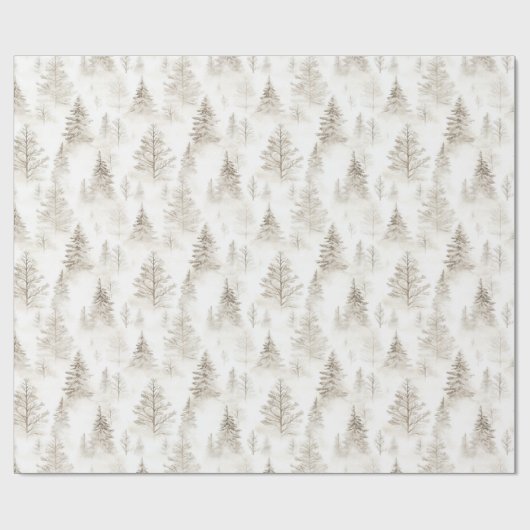 Cream Christmas Trees Cadeaupapier (Vlak)