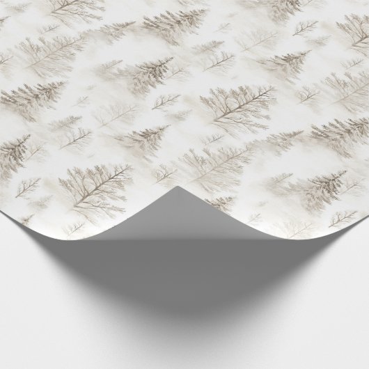 Cream Christmas Trees Cadeaupapier (Hoek)