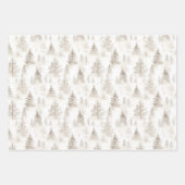 Cream Christmas Trees Hearts Plaid Stripes Inpakpapier Vel (Voorkant)