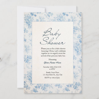 Cream Classic Traditionele Baby Shower Uitnodiging