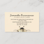 Cream Classy Heart Gold Floral Apiary Honey Bee Visitekaartje (Achterkant)