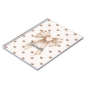 Cream Cocoa Bow Blush Pink Glitter Hearts Notitieboek (Linkerzijde)