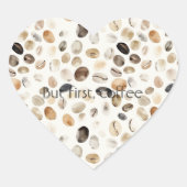 Cream Coffee Beans Hart Sticker (Voorkant)