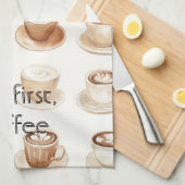 Cream Coffee Cups Theedoek (Quarter Fold)