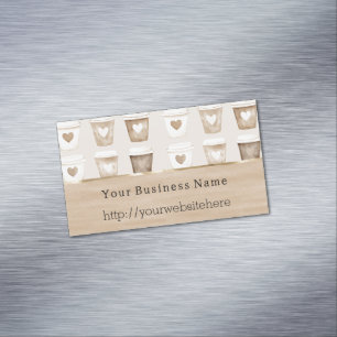 Cream Coffee Heart Cups Bedrijfsnaam website Magnetisch Visitekaartje