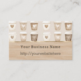 Cream Coffee Heart Cups Bedrijfsnaam website Visitekaartje