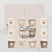 Cream Coffee Heart Cups   Briefkaart (Voorkant / Achterkant)