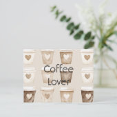 Cream Coffee Heart Cups   Briefkaart (Staand voorkant)