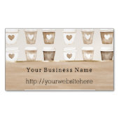 Cream Coffee Heart Cups Business name website Magnetisch Visitekaartje (Voorkant)