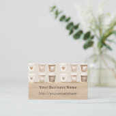 Cream Coffee Heart Cups Business name website Visitekaartje (Staand voorkant)