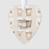 Cream Coffee Heart Cups Christmas Ornament (voorkant)