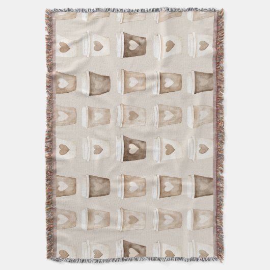 Cream Coffee Heart Cups Deken (Voorkant Verticaal)