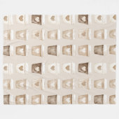 Cream Coffee Heart Cups Fleece Deken (Voorkant (Horizontaal))