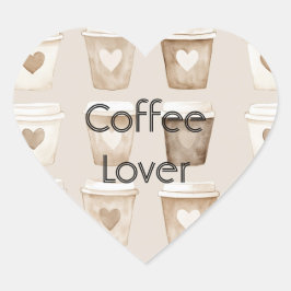 Cream Coffee Heart Cups Hart Sticker