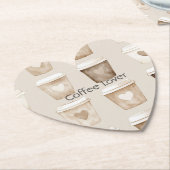 Cream Coffee Heart Cups Kartonnen Onderzetters (Gekanteld)