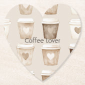 Cream Coffee Heart Cups Kartonnen Onderzetters (Voorkant)