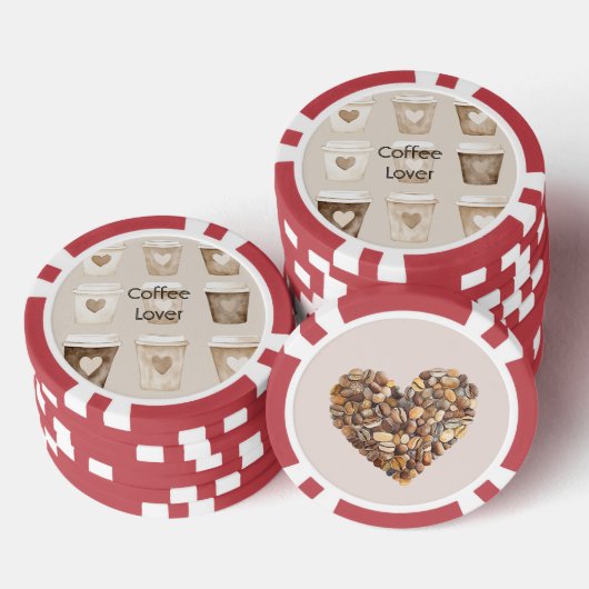 Cream Coffee Heart Cups Poker Chips (Opstapeling)