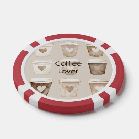 Cream Coffee Heart Cups Poker Chips (Enkel)