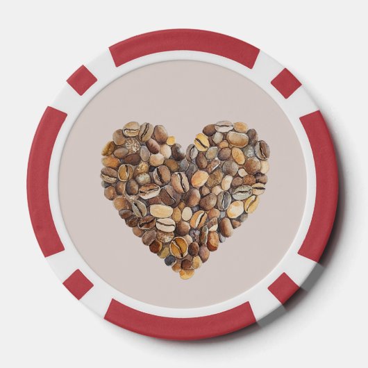 Cream Coffee Heart Cups Poker Chips (Achterkant)