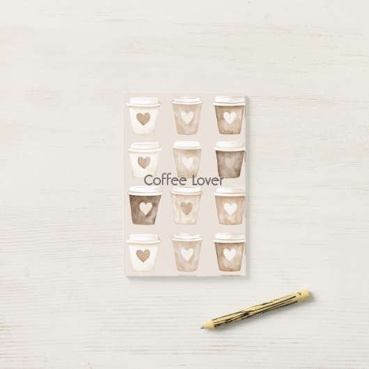 Cream Coffee Heart Cups Post-it® Notes (Op bureau)