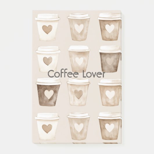Cream Coffee Heart Cups Post-it® Notes (Voorkant)