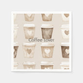Cream Coffee Heart Cups Servet (Voorkant)