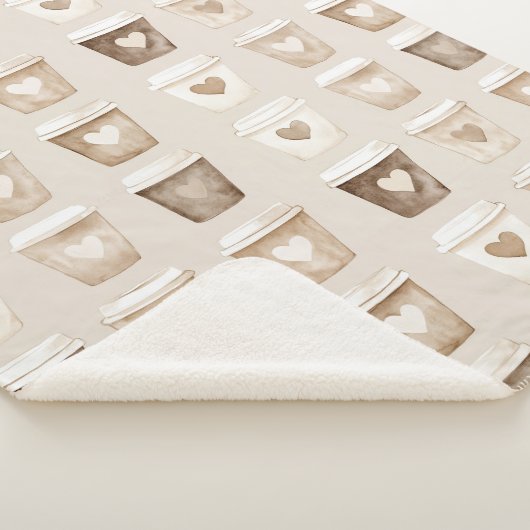 Cream Coffee Heart Cups Sherpa Deken (3/4)