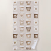 Cream Coffee Heart Cups Strandlaken (Voorkant)