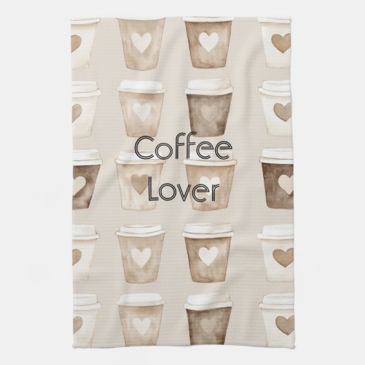 Cream Coffee Heart Cups Theedoek (Verticaal)