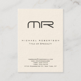 Cream Color Minimalistical Monogram Visitekaartje