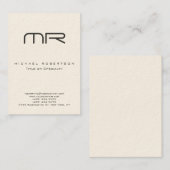 Cream Color Minimalistical Monogram Visitekaartje (Voorkant / Achterkant)