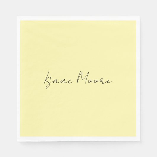 Cream Color Plain Elegant Script Calligraphy Name Servet (Voorkant)