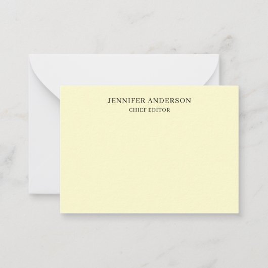 Cream Color Professional Modern Plain Minimalist Notitiekaartje (Voorkant)