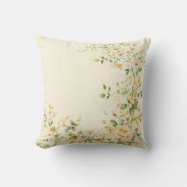 Cream-colored pillow with delicate watercolor flor kussen