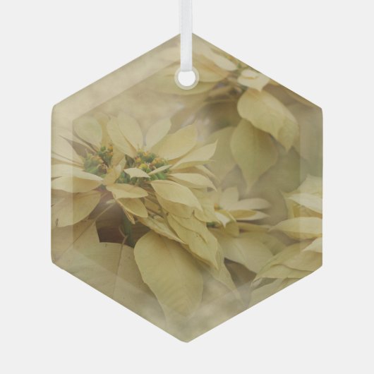 Cream Colour Poinsettias Digital Art Glass Glas Ornament (Voorkant)
