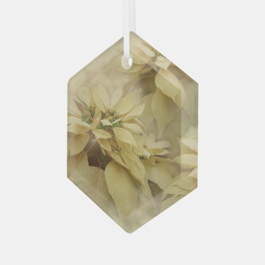 Cream Colour Poinsettias Digital Art Glass Glas Ornament (Voorkant links)
