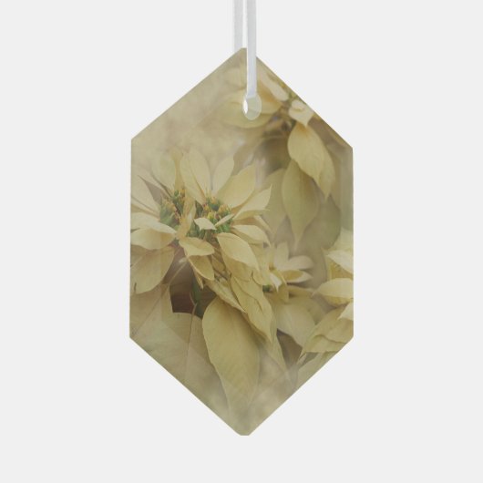Cream Colour Poinsettias Digital Art Glass Glas Ornament (Voorkant Rechts)