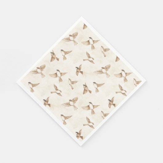 Cream Cottage Birds Bridal Shower Servet (Hoek)