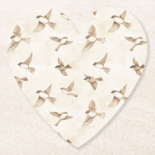 Cream Cottage Vogels Bruidsuitnodiging Kartonnen Onderzetters