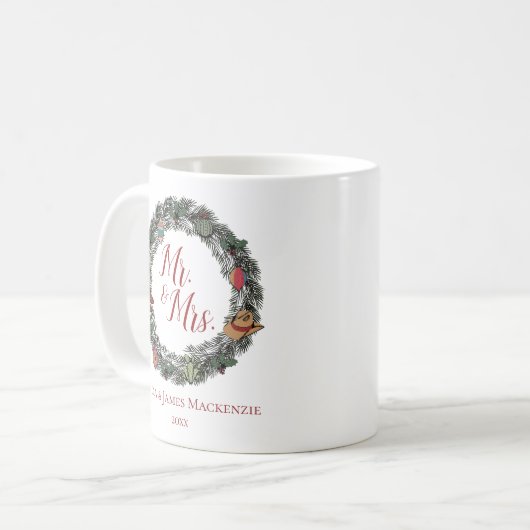 Cream Country Wedding Mr. en Mrs. Christmas Koffiemok (Voorkant links)