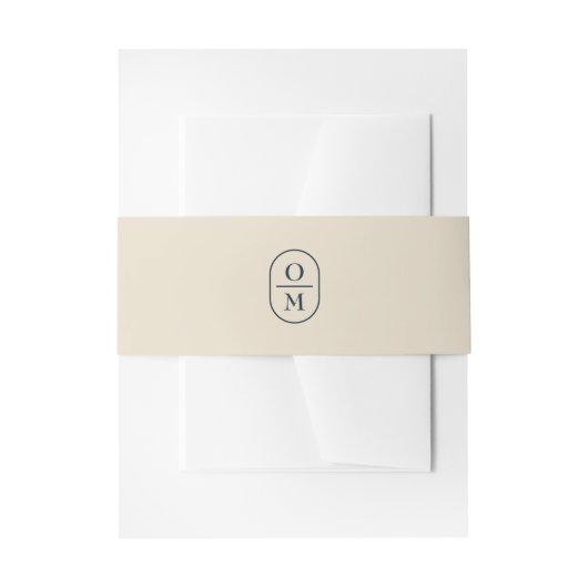 Cream | Couple Monogram Wedding Invitation  Uitnodigingen Wikkel (Voorkant Voorbeeld)