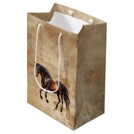 Cream Cowboy Koeienhuid Horse Medium Cadeauzakje (Voorkant Gekanteld)