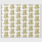 Cream Cowboy laarzen Cadeaupapier (Vlak)