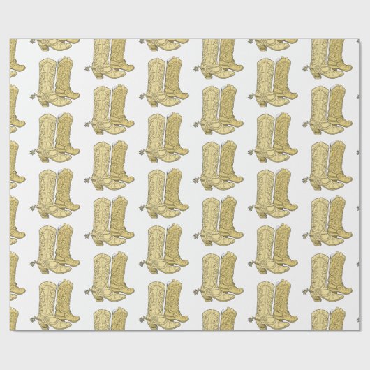 Cream Cowboy laarzen Cadeaupapier (Vlak)