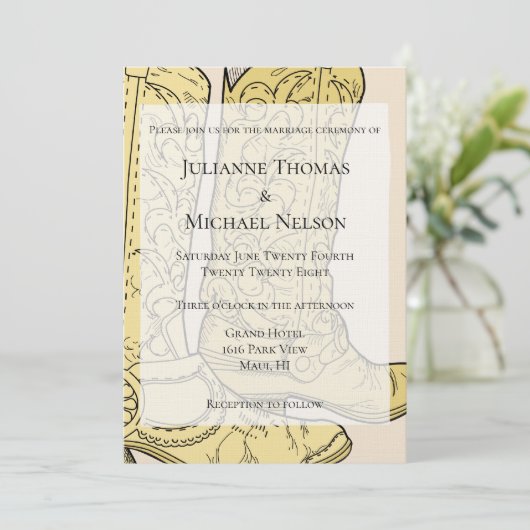 Cream Cowboy laarzen Kaart (Staand voorkant)